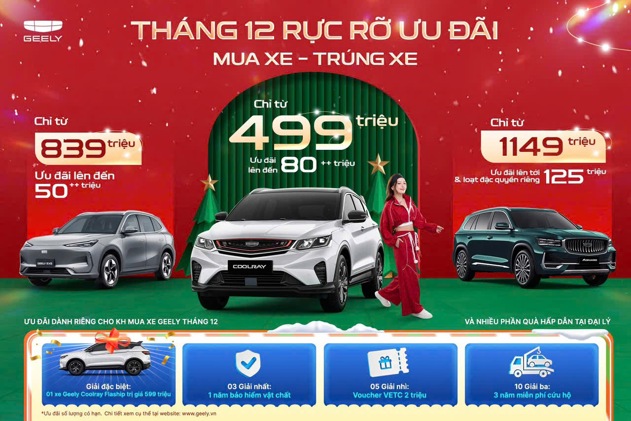 Chương trình May mắn cùng Geely mua xe trúng xe tháng 12 2025